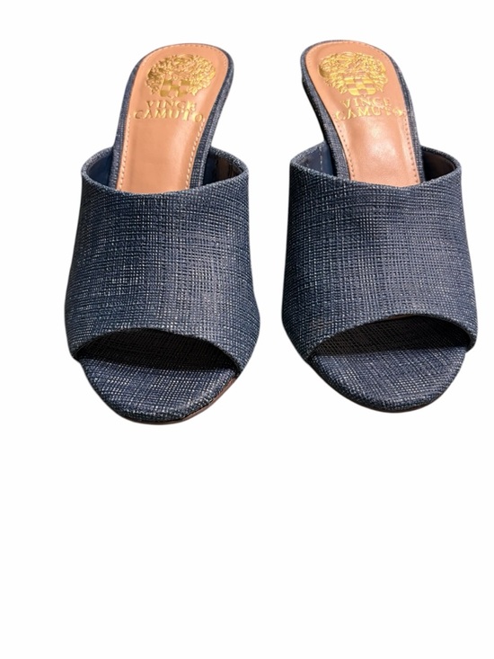 Vince Camuto Shoes - Vince Camuto Navy Textured Open-Toe Mule Slides